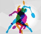 Dynamic Badminton Player Logo